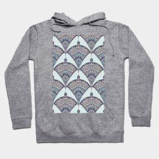 Deco Doodle in Aqua, Cream & Navy Blue Hoodie